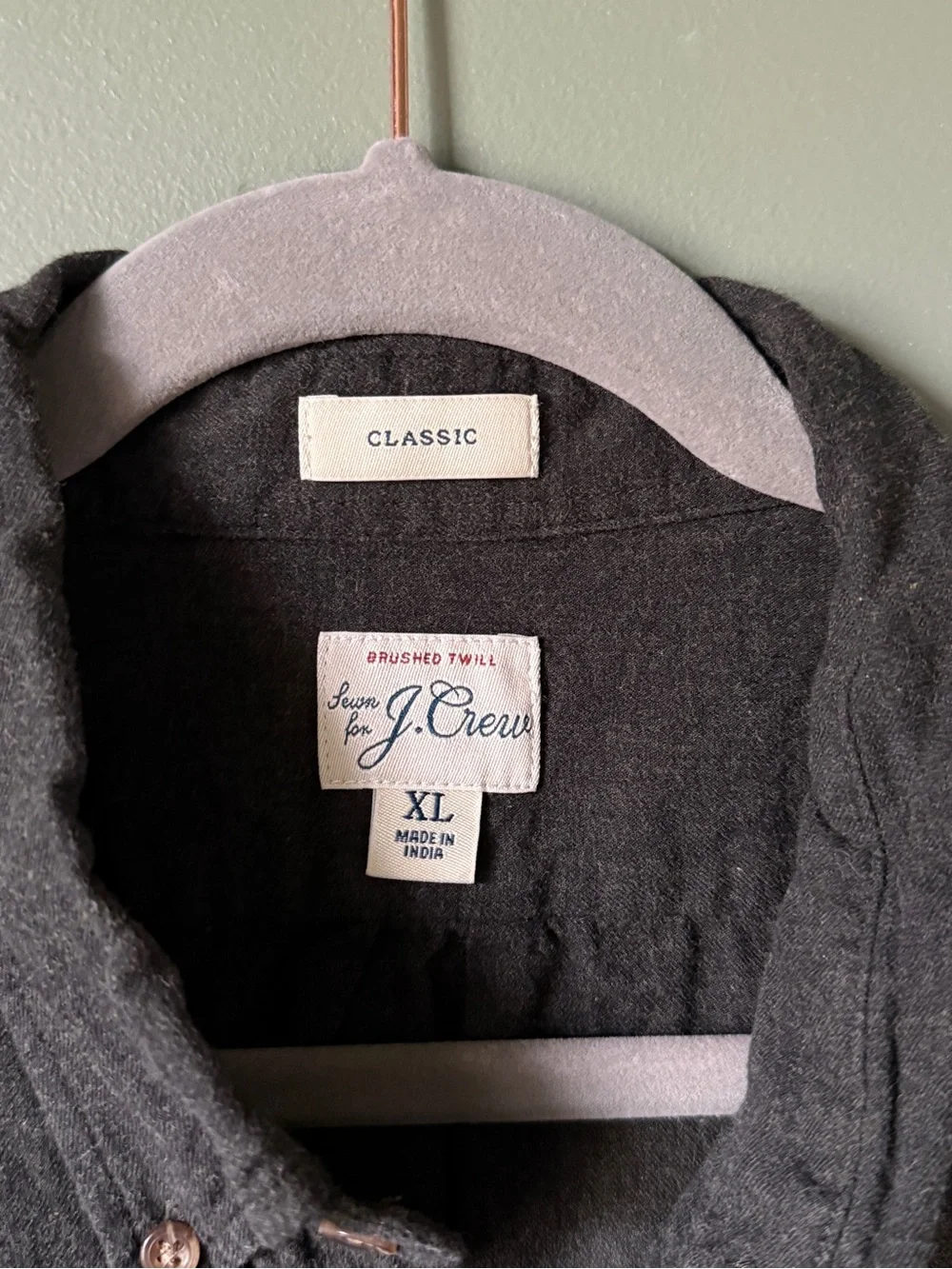 J. Crew - Brushed Twill Button-Down Shirt - Charcoal - Size XL
